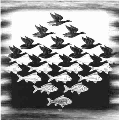 F.C.Escher Cielo e acqua 1938 Effetto di controscambio