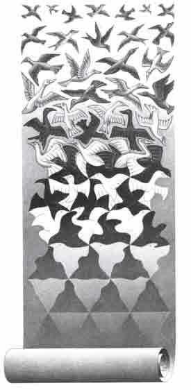 F.C.Escher Liberazione 1955 Effetto di controscambio nel passaggio dal negativo al positivo,
