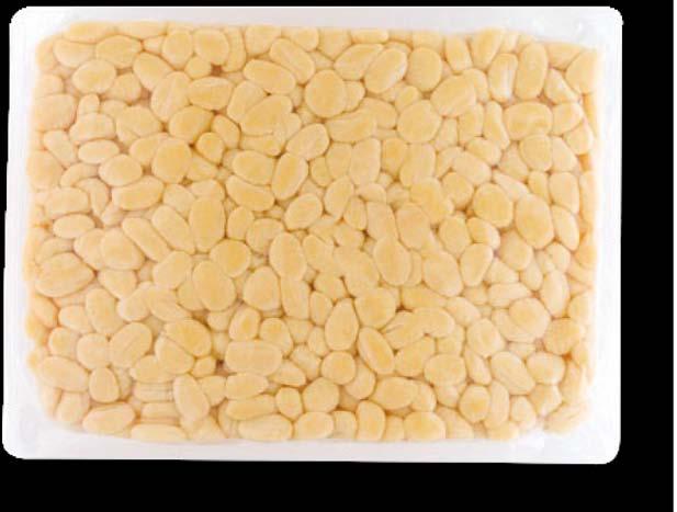 I PRODOTTI PRODUCTS CATERING Gnocchi con Patate Gnocchi with Potato Prodotto di forma ellittica, con rigatura evidente su un lato, di colore giallo paglierino.