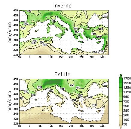 Mediterraneo dal 1880 ad oggi ( > 1 C) 1 Media delle precipitazioni negli ultimi 50