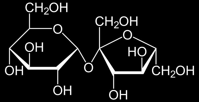 glucosio + 1 molecola di galattosio Saccarosio zucchero da tavola estratto dalla barbabietola da