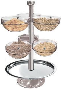 Espositore cereali/stuzzichini Espositore cereali con 6 ciotole di vetro cm.