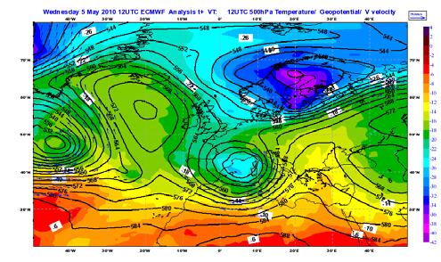 temperatura e velocità del vento del 05/05/2010 alle 00:00 UTC a