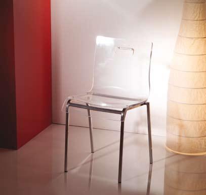 Telaio cromato 15x15 mm. Stackable chair in methacrylate.