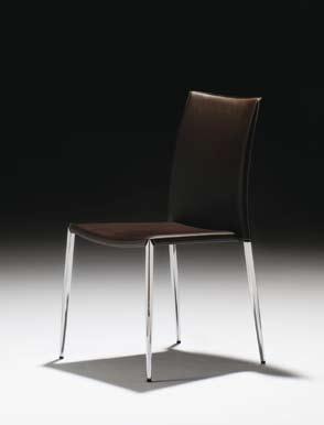 06 Bianco White 23 Nero lucido Shiny black L 53 P 54 Hs 44 Ht 78 Chair with conified steel frame 20x20mm, chromed.