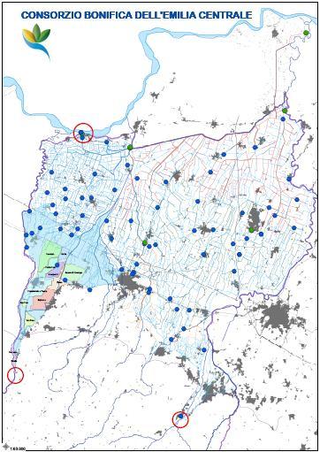 Canali irrigui e di Scolo 3600 km 6 impianti di scolo 72 impianti irrigui 12 casse di espansione 547 Ha di superficie