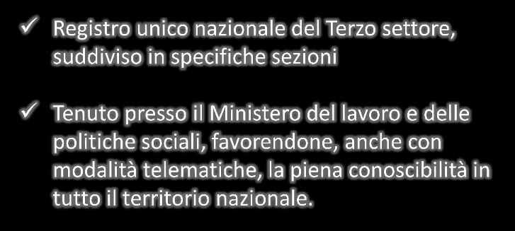 Riordino della disciplina (11) L'iscrizione nel Registro è obbligatoria per gli enti del Terzo settore che si