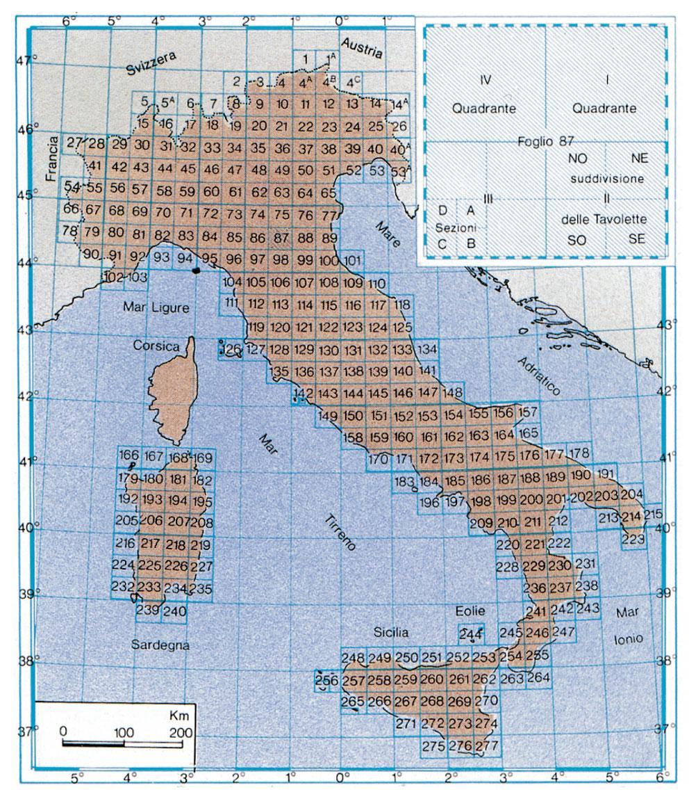 Quadro d unione dei fogli alla scala