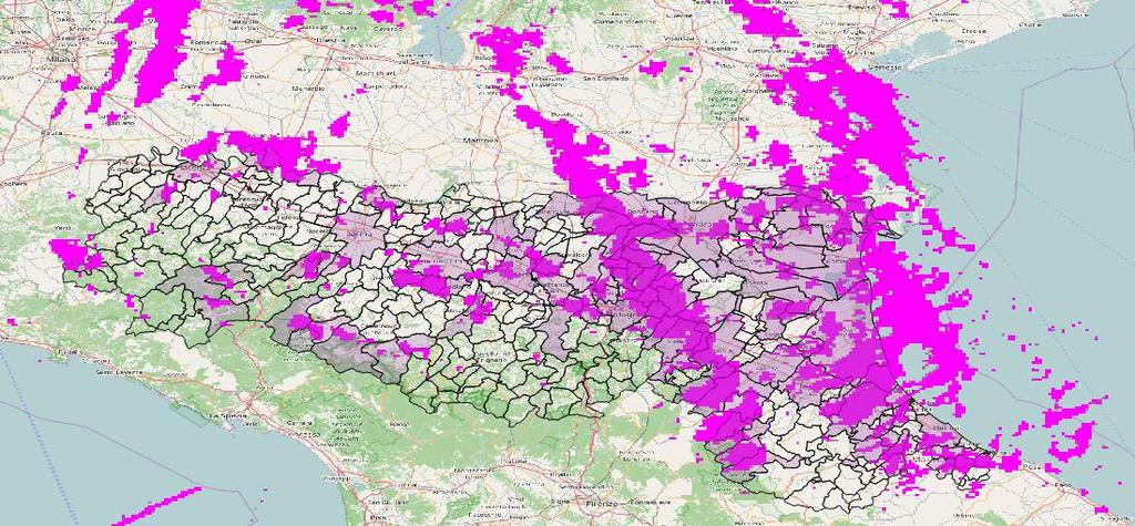 Figura 19: Mappa di probabilità di grandine da radar per l intero evento dal 15 a tutto il 16 aprile 2017.