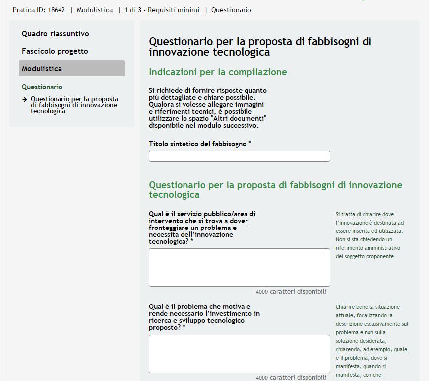 ATTENZIONE Per caricare Questionario per la