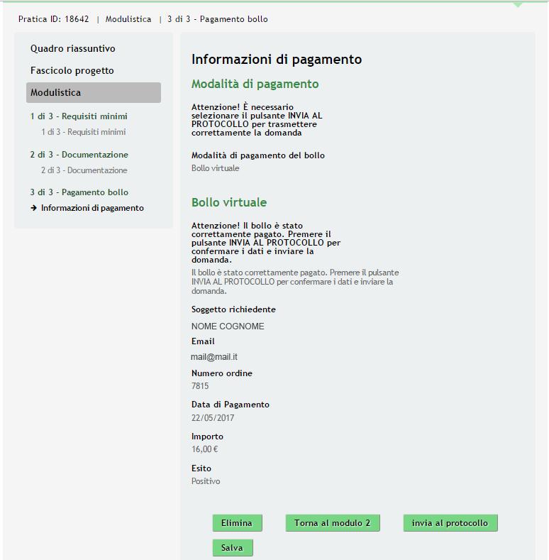 Cliccare su per ritornare al Modulo Principale.