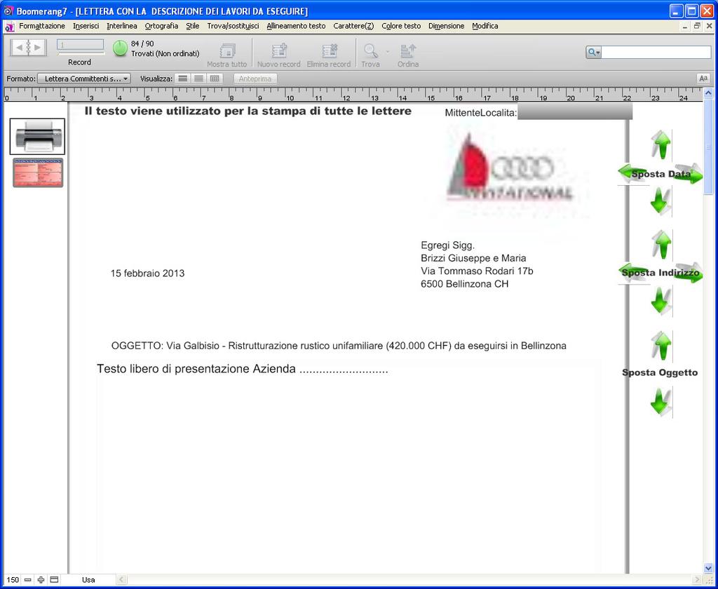 Gestione automatica Stampe Committenti+Progettisti+Imprese Gestione