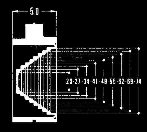 8503 Per lato 300 mm. Per lato 370 mm.