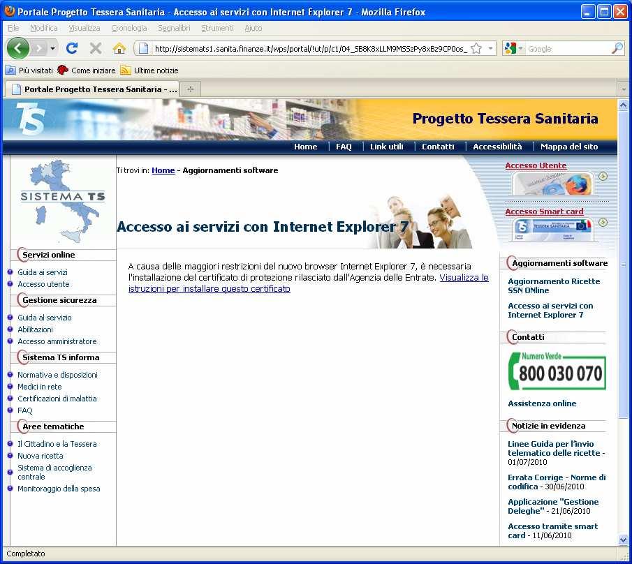 Istruzioni attivazione certificati malattia online Accesso Utente www.sistemats.