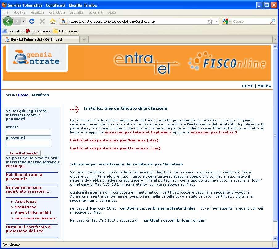 Istruzioni attivazione certificati malattia online Accesso Utente www.sistemats.