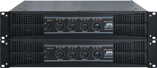 Amplificatori 4 Canali HP-QA4150 Amplificatore 4 canali da 150 watt HP-QA4300 Amplificatore 4 canali da 300 watt CARATTERISTICHE GENERALI Gli amplificatori della serie QA sono dei 4 canali in grado