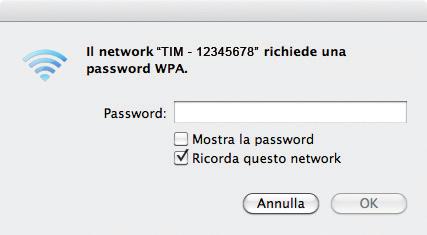 Rete Wi-FI (SSID) Chiave di Cifratura.