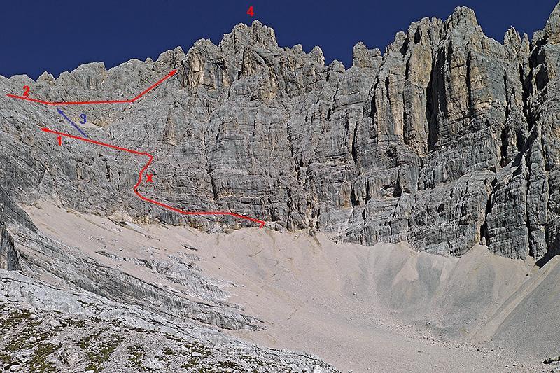 5 Trasa voľného skalolezenia na Punta Sorapiss (3205 m 