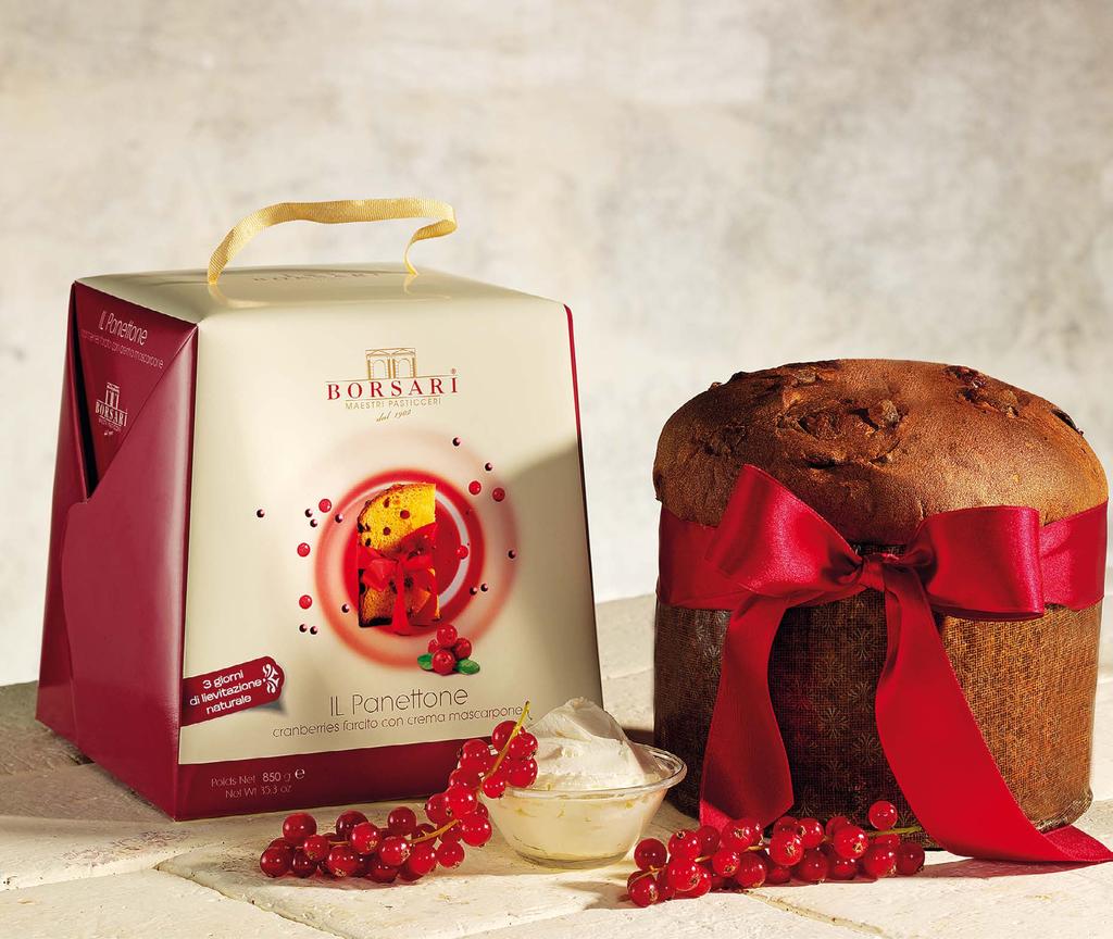 Gli Astucciati CRANBERRIES FARCITO CON CREMA MASCARPONE - PANETTONE ALTO PANETTONE WITH CRANBERRIES FILLED WITH MASCARPONE - TALL BAKED Codice - Prod. code 1004.743 Cod. EAN - Prod.