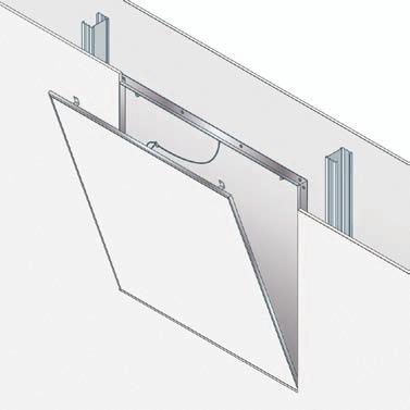 BOTOLE multiuso 27 27 Portello di ispezione per pareti e controsoffitti privi di resistenza al fuoco Dimensioni 200x200 mm 300x300 mm 400x400 mm 500x500 mm 600x600 mm A B 12,5 La botola è composta