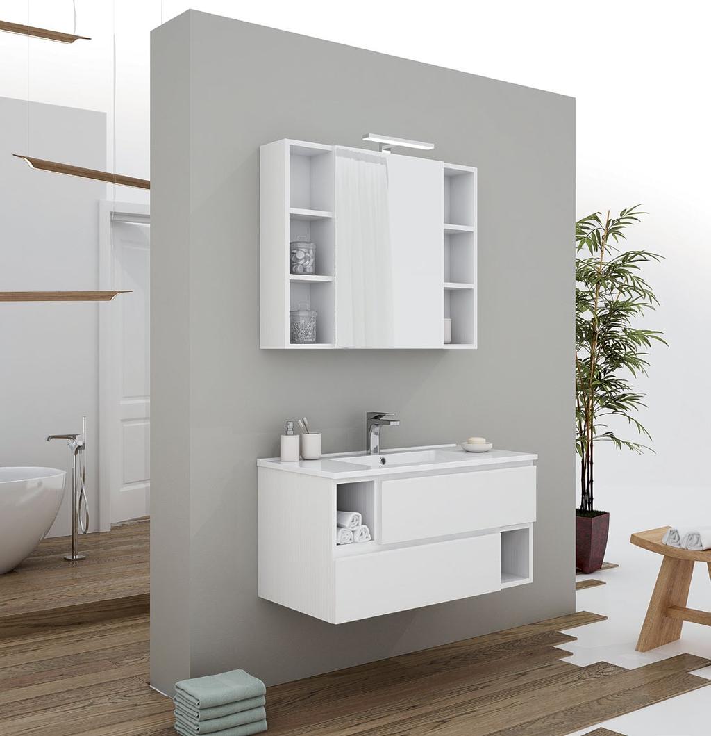 CITY BASE 2 CASSETTI 2 VANI A GIORNO BASE 2 DRAWERS 2 COMPARTMENTS CITY-02: 18 Finitura: Bianco Larix;