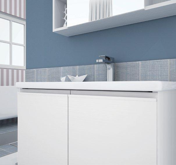 Soft 80 2 ante; Specchiera: Specchio contenitore City con lampada a led; Lavabo: Top lavabo in