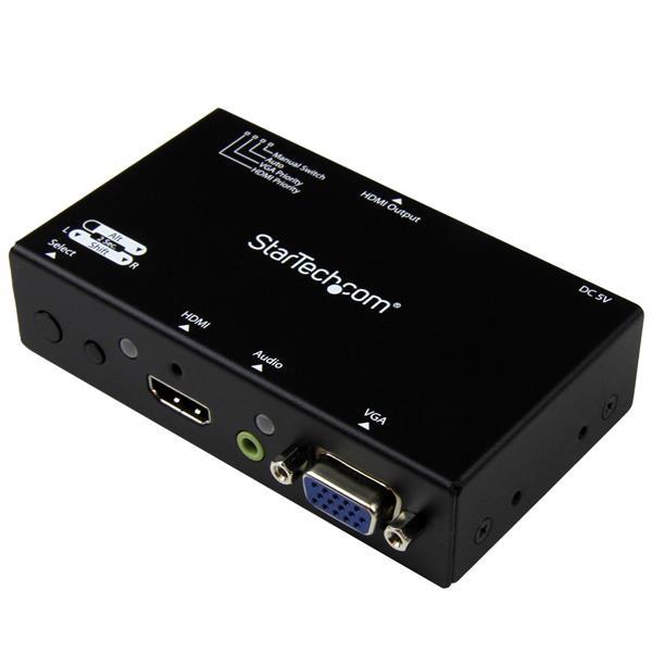 Switch Commutatore 2x1 HDMI + VGA a HDMI - Switch Convertitore HDMI / VGA a HDMI con commutazione prioritaria - 1080p Product ID: VS221VGA2HD Lo switch automatico HDMI e VGA VS221VGA2HD consente di