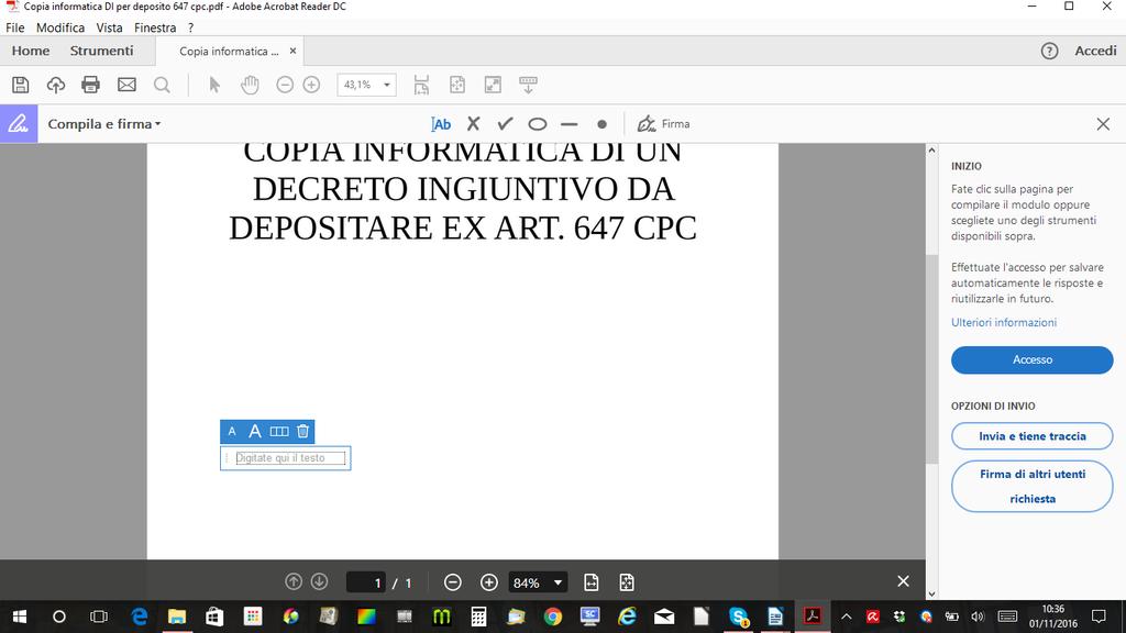 Il cursore diventerà con forma Ab, e ora dovrete solo la pagina e la zona del file in cui inserire l attestazione, selezionandola nella parte in