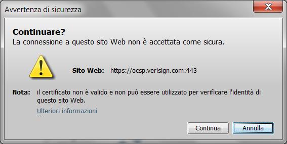 Cliccare su Continua sempre per un motivo di sicurezza del sistema e si presenta la