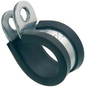Collare con Profilo in Goa (EPDM) Le fascette goate denominate coercialmente P-Clips, sono fabbricate a partire da un nastro di acciaio inossidabi le (AISI-304) profilato con un materiale di goa nero