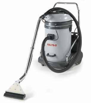 Use of the detergent is essential while vacuuming up dust is possible with the optional dust kit. Equipped with handle and tilting trolley.