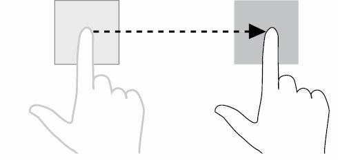 Gesti Funzioni Passaggio di un dito o scorrimento Spostare il dito sullo schermo in direzione verticale o orizzontale.