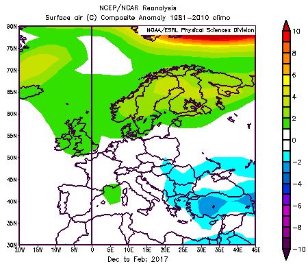 ANALISI CLIMATICA DELL INVERNO 216-217 L inverno 216-17 è stato caratterizzato sulla nostra regione e su gran parte delle Alpi da temperature ancora miti e superiori alla media grazie ai contributi