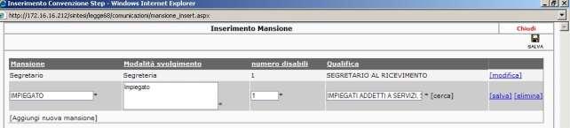di scelta da cui dobbiamo selezionate la mansione interessata infine si apre un