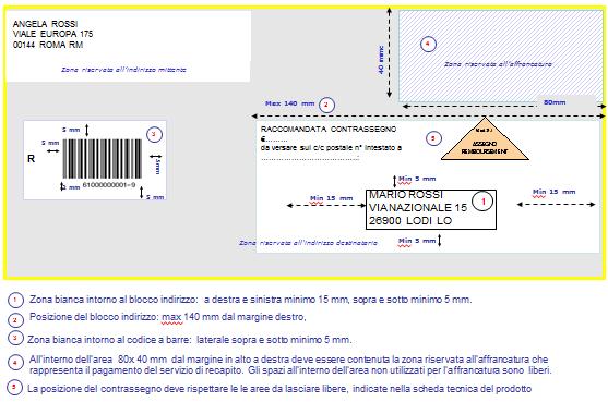 3 CARATTERISTICHE DELL INVIO L invio con contrassegno oltre a dover rispettare le caratteristiche previste per il prodotto di posta registrata scelto deve rispettare le specifiche sotto descritte. 3.
