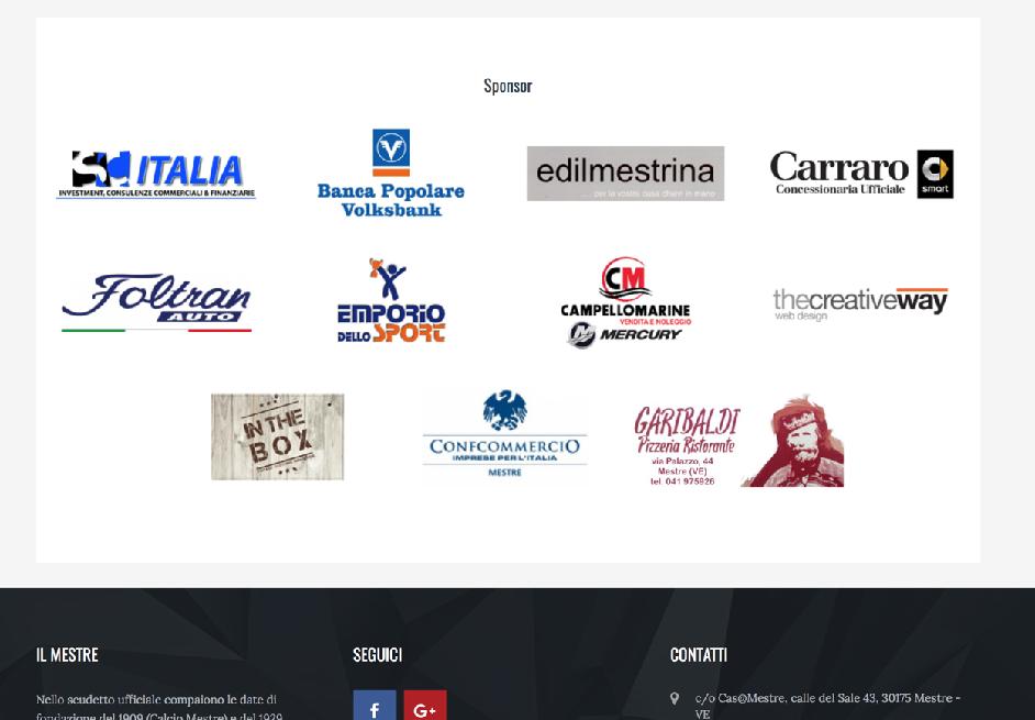 Brand Exposure SITO WEB Gli sponsor vengono mostrati nella parte inferiore di ogni pagina del sito.