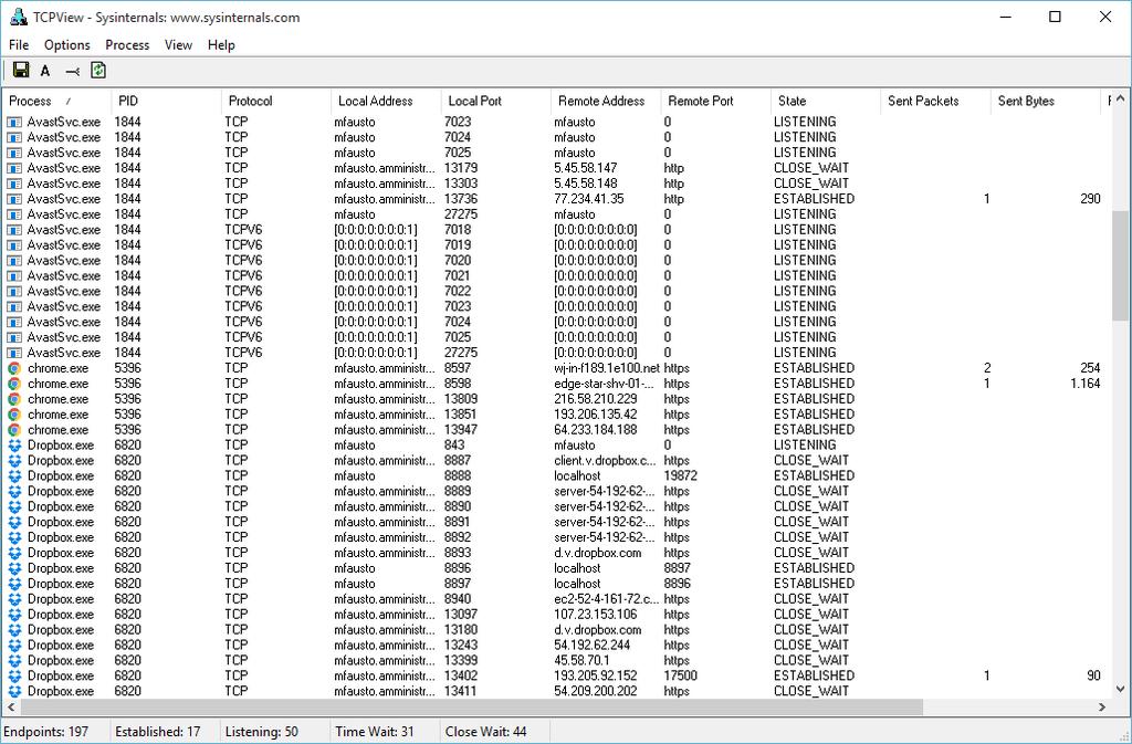 TCPView - sysinternals 3.