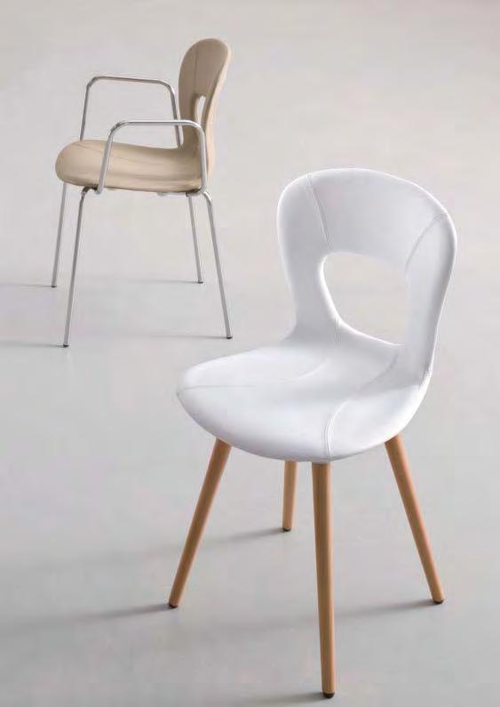 BLOG Stefano Sandonà Design 50 43 81 BLOG NA Techno polymer shell upholstered by King fabric or leather. Satin, chromed or painted metal frame.