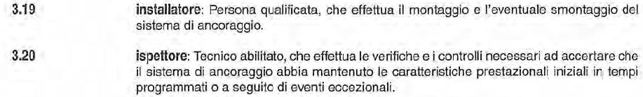 La norma riguarda gli ancoraggi ed in merito alle revisioni coinvolge le seguenti figure: In qualità del possessore del bene è necessario