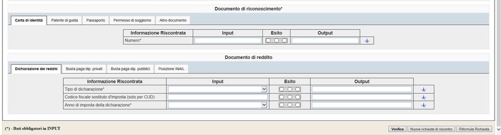 utente abilitato di verificare interattivamente i dati anagrafici, reddituali e