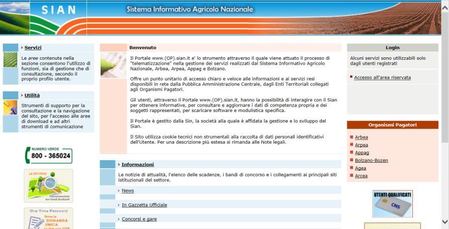 1.4. Accesso al SIAN Ottenute le credenziali per l accesso al SIAN, ciascun utente potrà