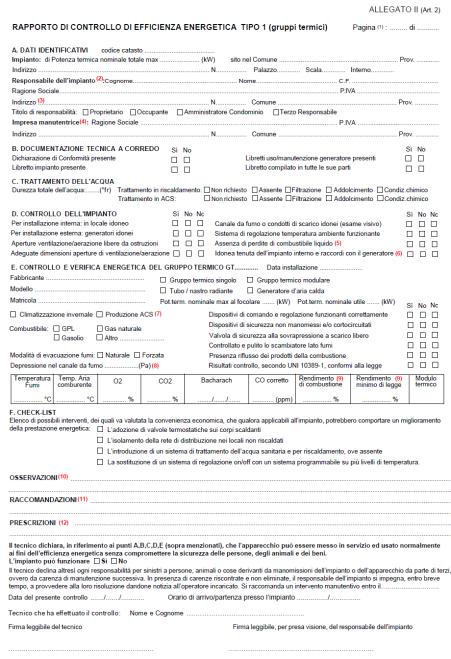 (Installatore) Rapporto di controllo di Efficienza energetica (RCEE) trasmissione Catasto regionale Impianti termici