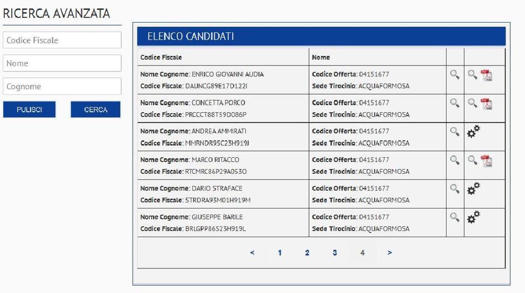 Centro per l Impiego: Gestione candidati idonei Tramite la sezione «Elenco candidati», il Centro per l Impiego visualizzerà l elenco di tutti i candidati