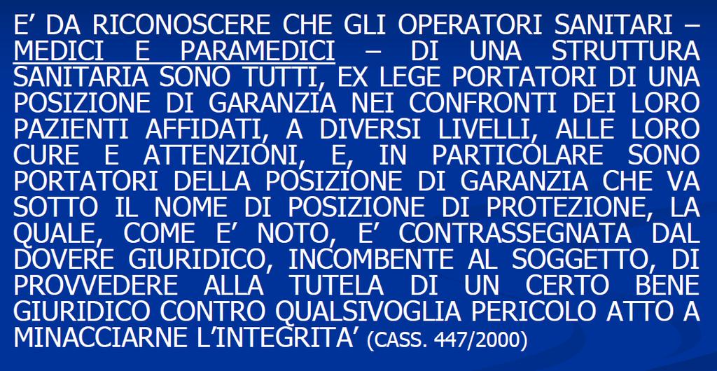 1980  professionali : 1 La figura professionale dell'infermiere Cassazione