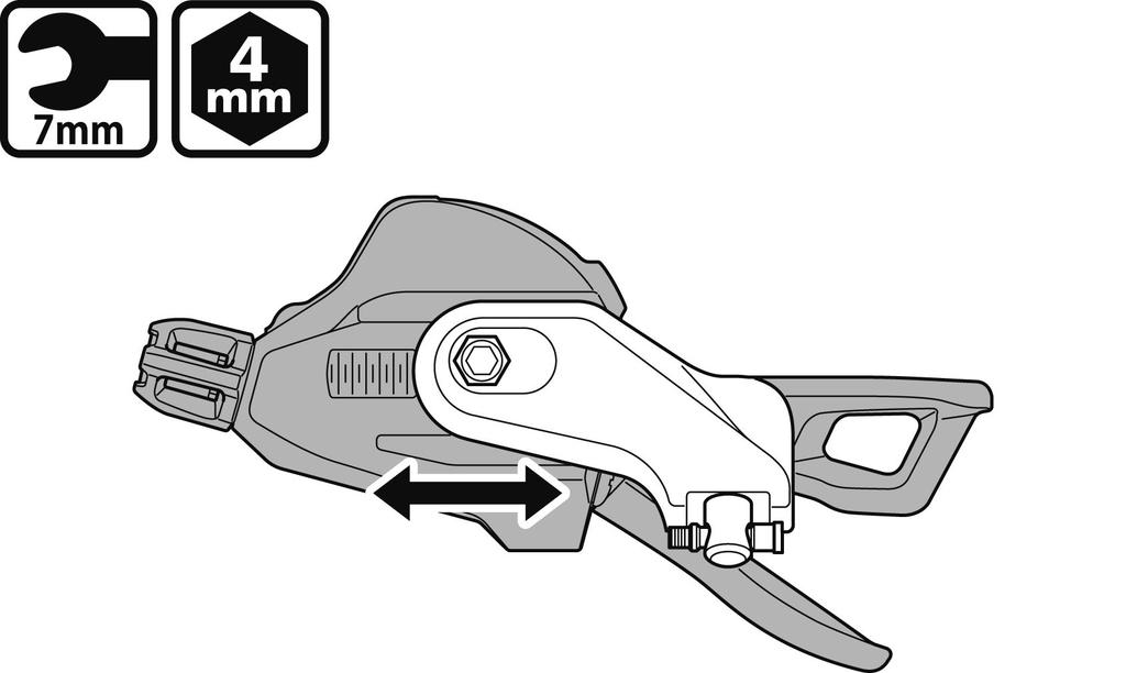 INSTALLAZIONE 2. Inserire il dado nel foro del supporto leva freno, inserire il bullone (piccolo) dal lato nel foro del dado e stringere con una chiave a brugola da 2 mm.