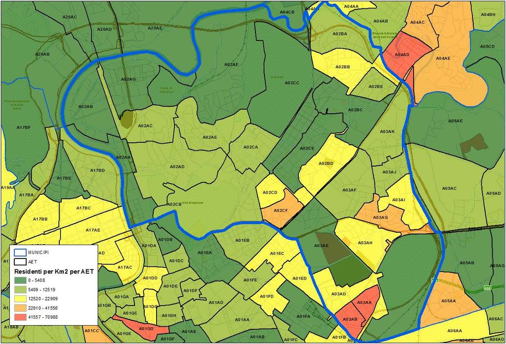 Anagrafica del Municipio II Distribuzione della densità