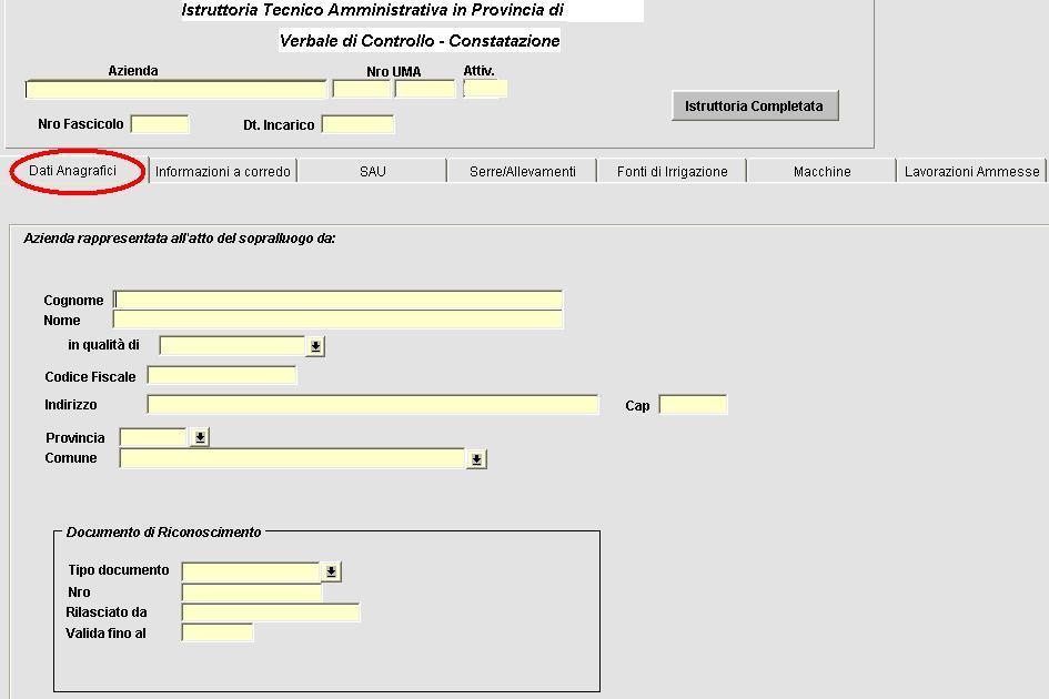 5.1 DATI ANAGRAFICI DATO Cognome e Nome In qualità di Codice Fiscale Indirizzo /Cap/Prov/Comune Documento di Riconoscimento NOTE Inserire i dati relativi al rappresentante presente all atto della