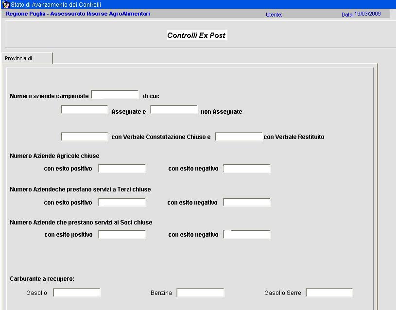 10.2 STATO DI AVANZAMENTO DEI CONTROLLI Consente di visualizzare lo stato delle pratiche in istruttoria.