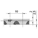 6 0 P rofili autocentranti - anello continuo Cinghie dentate BRECOFLEX con dentatura ad arco autocentrante e guida centrale BAT K 1 0 P ro f i l o S v i l u p p o N u m e ro P ro f i l o S v i l u p