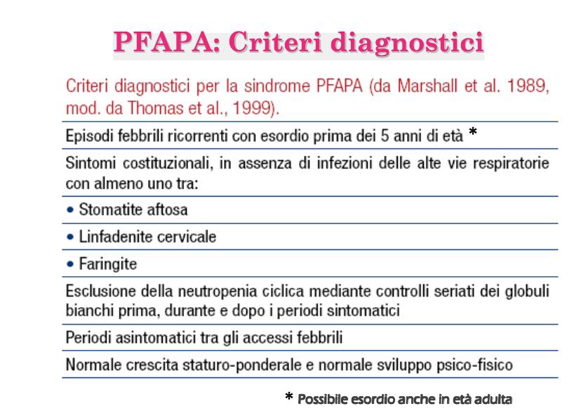 Esami di laboratorio Nessun test di laboratorio è diagnostico Durante l attacco Leucocitosi neutrofila Incremento di VES, PCR, fibrinogeno, ferritina Anemia secondaria alla flogosi protratta